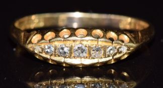 An 18ct gold ring set with five diamonds, Birmingham 1918, 2.1g, size O