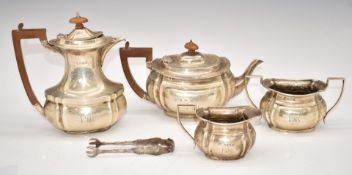 George V hallmarked silver four piece tea set Birmingham 1911, maker Alexander Clark & Co Ltd,