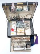 A collection of silver jewellery including necklaces, pendants, chains, bangles, earrings, 9ct