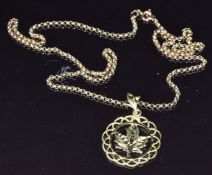 A 18ct gold pendant (3.4g) on 9ct gold chain 4.9g, 46cm long