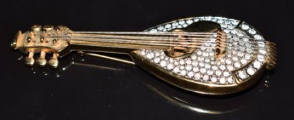 Swarovski lute brooch, 9cm