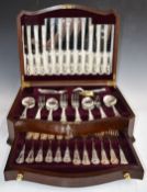 Viner's silver plated King's pattern six place setting canteen of cutlery, with further drawer below