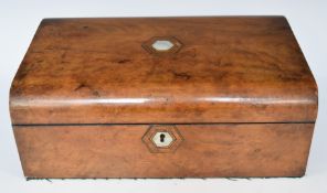 19thC walnut writing slope with mother of pearl inlay, width 35cm