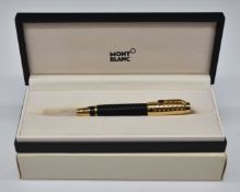 Montblanc Boheme Golf Doue fountain pen with black dimpled resin body, gold plated fittings, faceted