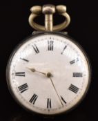 Dwerrihouse & Carter of London silver pocket watch with gold hands, black Roman numerals, white