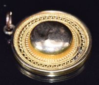 Victorian gold pendant with domed and rope twist decoration verso glass compartment, 5g, 2.4cm