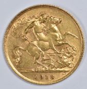 1913 George V gold half sovereign