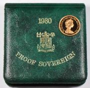 1980 QEII second head proof gold full sovereign, cased