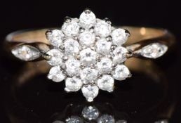 A 14ct gold ring set with a cluster of cubic zirconia, 2.5g, size L