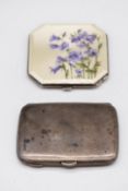 George VI hallmarked silver and enamel compact decorated with flowers, Birmingham 1940, maker