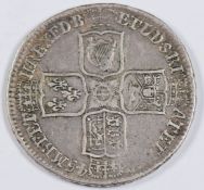 1745 George II half crown older bust, LIMA, F