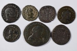 Roman Imperial coinage, a collection of seven bronze coins circa 268-324AD, to include Marius,