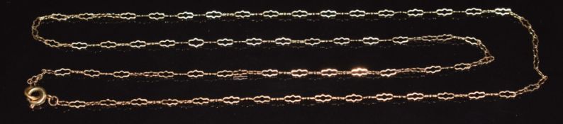 A 9ct gold chain made up of fancy links, 1.9g, 59cm long