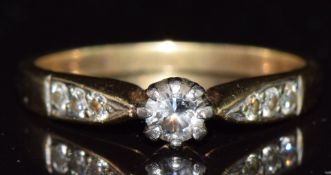 A 9ct gold ring set with diamonds totalling approximately 0.33ct, 2.3g, size O