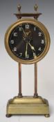Mystery falling gravity clock with visible escapement and pendulum, H26cm
