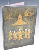 Japanese Meiji period papier maché book cover / blotter, 30.5 x 23cm