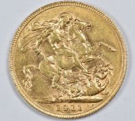1911 George V gold full sovereign