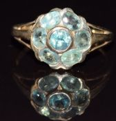 A 9ct gold ring set with Alexandrite in a cluster, 2.3g, size N