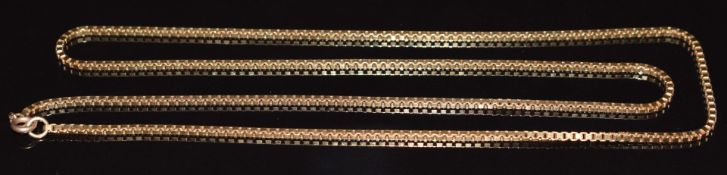 A 9ct gold necklace made up of square links, 12.6g, 32cm long