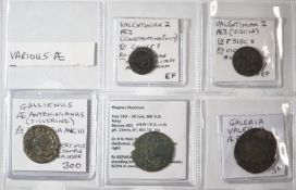 Roman Imperial, various AE coins to include Magnus Maximus Valentinian I Gallienus (with
