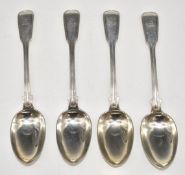 Victorian hallmarked silver set of four hallmarked silver fiddle and thread pattern dessert