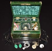 A collection of jewellery including silver rings, 9ct gold rings (2.4g), insect pendant, silver
