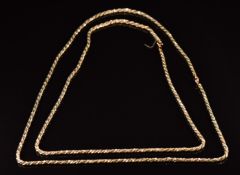 Two 9ct gold bi-coloured rope twist necklaces, 40.3g, 75cm and 63cm long