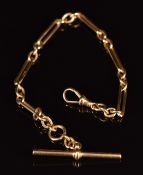 An 18ct gold fob chain / Albert, maker B & S, 16g, 22cm long