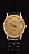 Roamer 9ct gold gentleman's wristwatch with date aperture, two-tone hands and baton hour markers,