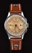 Leonidas (pre Heuer) gentleman's chronograph wristwatch with luminous hands, Arabic numerals, silver