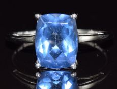 A 9ct gold white gold ring set with a spinel, 2.2g, size P/ Q