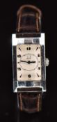 Dunhill Facet gentleman's wristwatch ref. TXMH with blued hands, Art Deco style Arabic numerals,