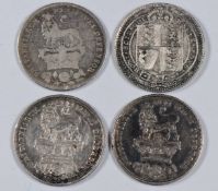 1887 Queen Victoria Jubilee head shilling, near unc with small rim damage, possibly proof,