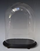 Clock or similar glass dome on base, dome W26.5 x D15 x H35cm