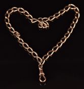 Victorian 9ct rose gold bracelet made from an Albert, 24.9g, 32cm long