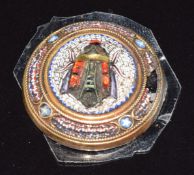 An early 19thC micro mosaic plaque depicting an insect, 2.2cm