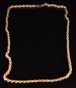 A 9ct gold rope twist necklace, 62cm long, 11.1g