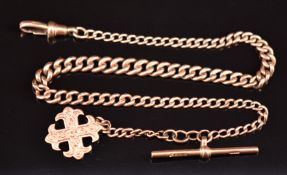 A c1920 9ct rose gold watch chain / Albert, 18.7g