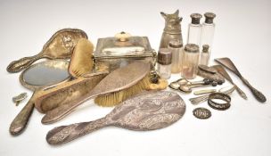 Hallmarked silver items to include teaspoons and napkin ring, weight 114g all in, silver mounted