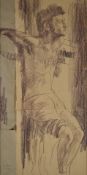 Edward Payne (1906-1991) pencil / charcoal study of the crucifixion, a design for a stained glass
