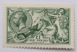 GB 1913 £1 green seahorse, LMM example SG cat £2,800