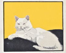 Arthur Rigden Read (1879-1955) woodcut study of a cat, signed and dated 1924 to lower margin, 15 x