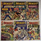 Six Silver Age Avengers comics by Marvel.
