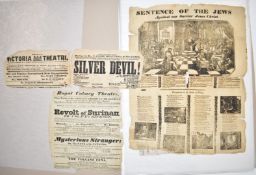 Collection of 19thC theatre posters and The Wonder Comic No1 of Vol 1 c1892, theatres including