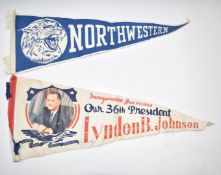 Lyndon B Johnson 1965 American President Inauguration pennant and one other, L74cm