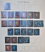 A mint and used GB stamp collection in a red Windsor album from Queen Victoria 1d black red