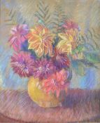 Belle Cramer (American 1883-1978) pastel still life of flowers in a vase, signed lower right and