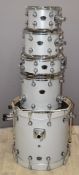 Natal Arcadia five piece shell drum kit in white sparkle finish, comprising 20