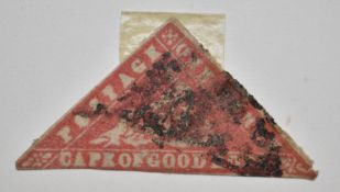 Cape of Good Hope used 1d vermillion 'woodblock' issue, two margins, third close