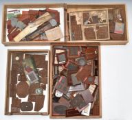 Collection of label cutting tools including Harrods, similar printing pads etc, including Calvin